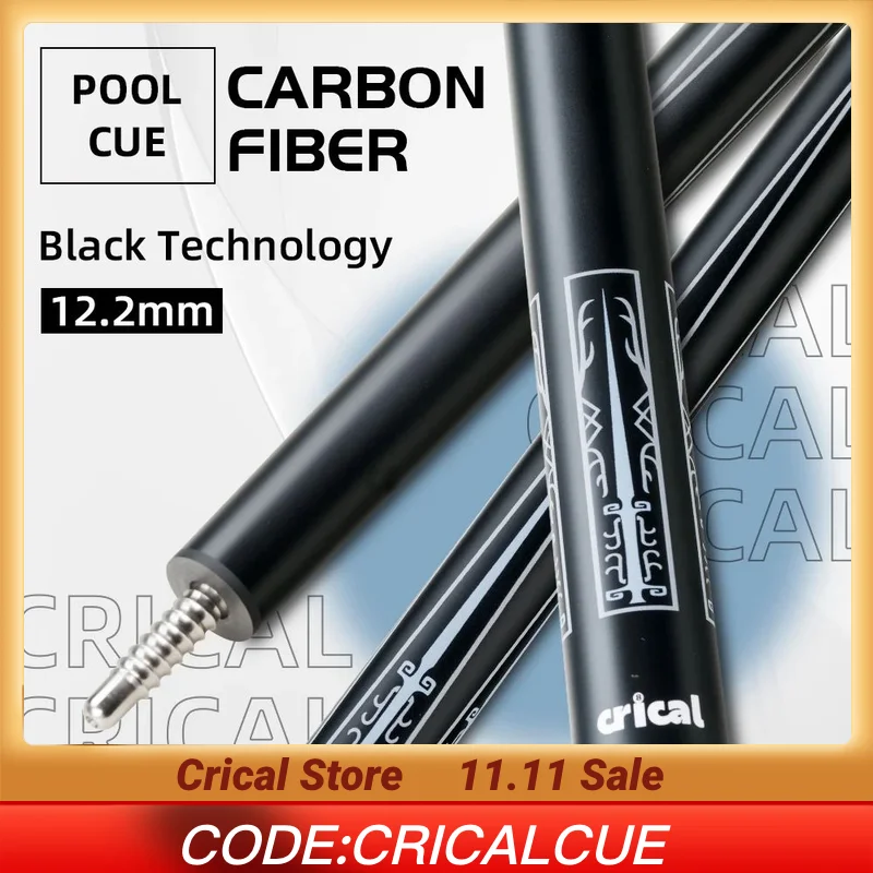 

CRICAL Pool Cue Stick with Carbon Fiber Shaft 12.5mm Tip 3 * 8/8 Joint Pin Low Deflection for Professional 1/2 Billiard Cue