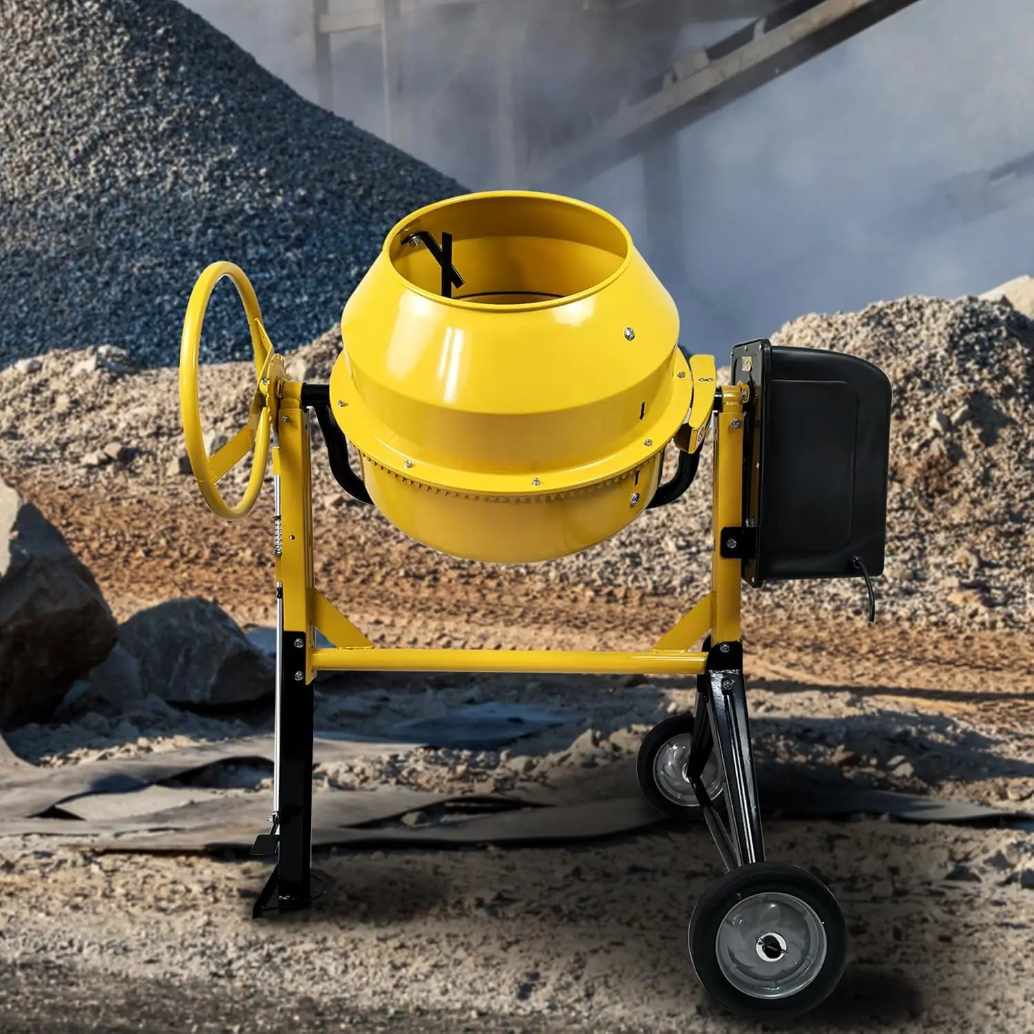 خلاط أسمنتي خرساني محمول 4.2 قدم مكعب، ماكينة خلط كهربائية 3/5 حصان مع عجلة وآلة بارو قائمة بذاتها سعة 120 لترًا #6
