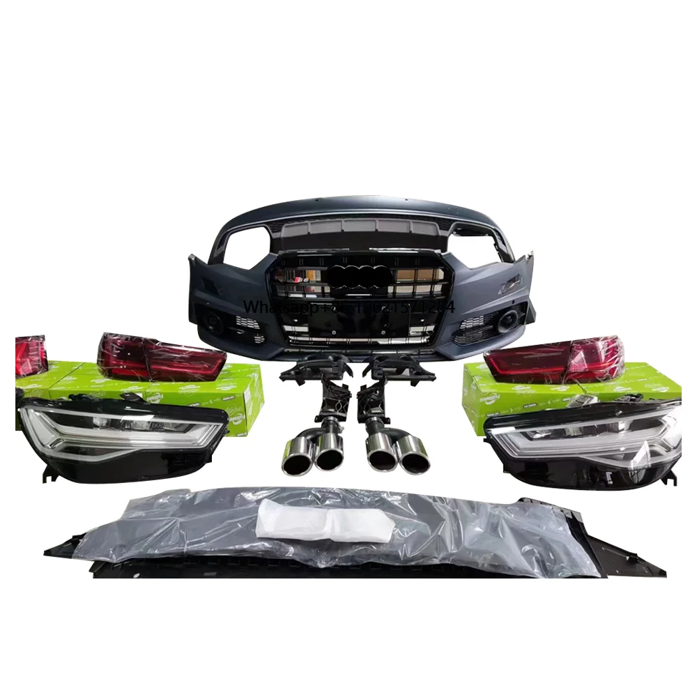 

Auto Parts Car Full Body Kit With Headlamp Tail Light Bumper Grille Exhaust for A6 C7 Upgrade to S6 2016