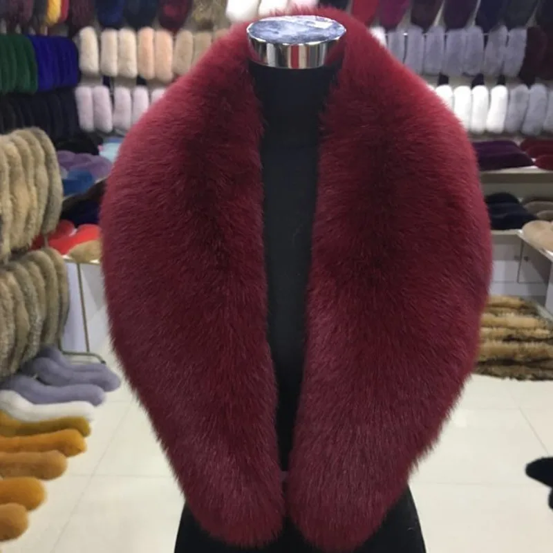 Real Fox Fur Collar Winter Women Genuine Natural Fur Scarf Luxury Furry Fur Shawls For Woman Neck Warm Fur Scarves Large Size