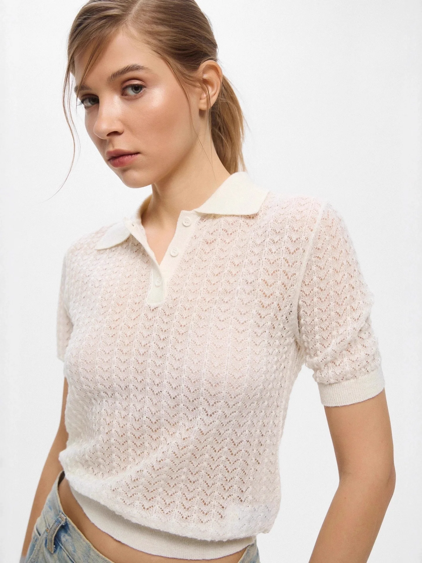 

Ор Све вязаный свитер 2026, весна-лето, новый облегающий воротник обычной длины, китайский топ для женщин