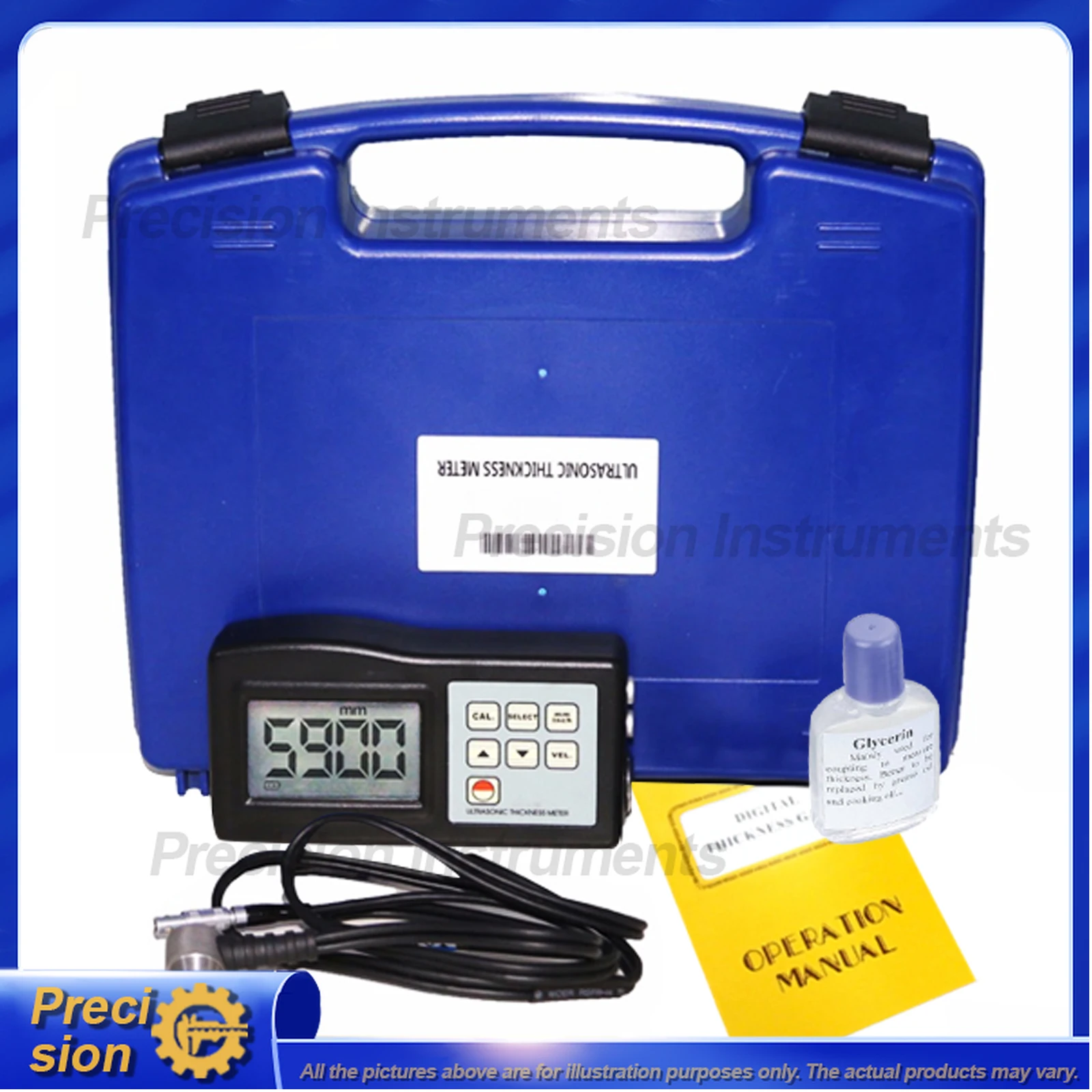 

Высокоточный ультразвуковой толщиномер для металлов и неметаллов, диапазон измерения от 0,1 мм до 200 мм, ЖК-дисплей, для цинка, меди, латуни, ПВХ