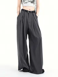 ZHISILAO New Solid Wide Leg Pants Women Casual Chic High Waist Trousers Mujer Spring 2024 Office Lady