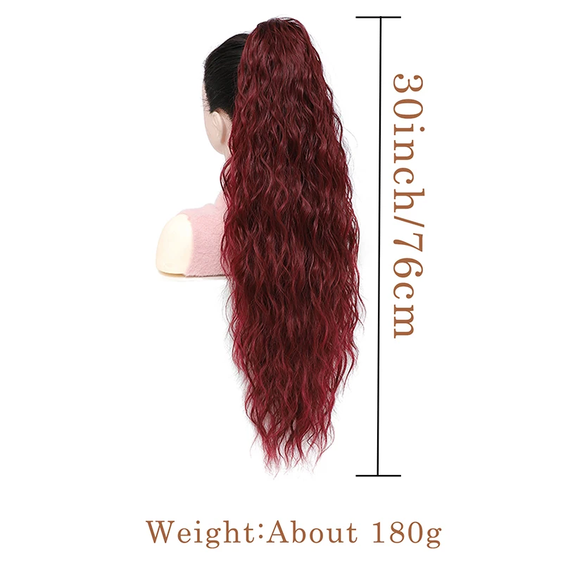 30 Inch Curly Wavy Drawstring Ponytail Extension Synthetic Comb Clip in Ponytail Hair for Women Ponytail Hairpieces Daily Party