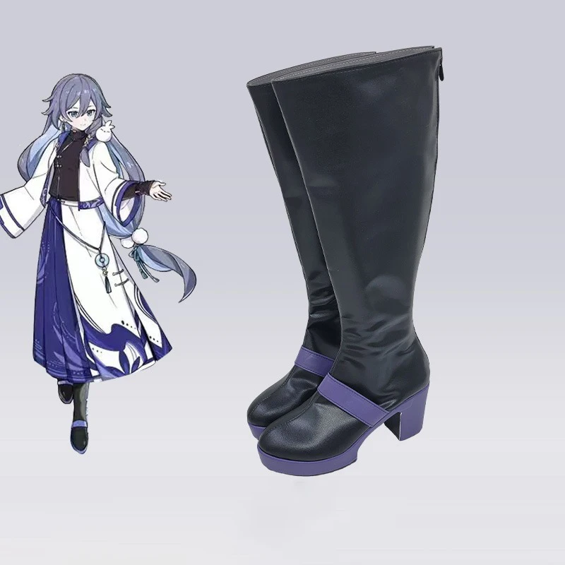 Seele vollerei cosplay sapatos de couro do plutônio botas de carnaval de halloween honkai impacto 3 cosplay adereços feitos sob encomenda