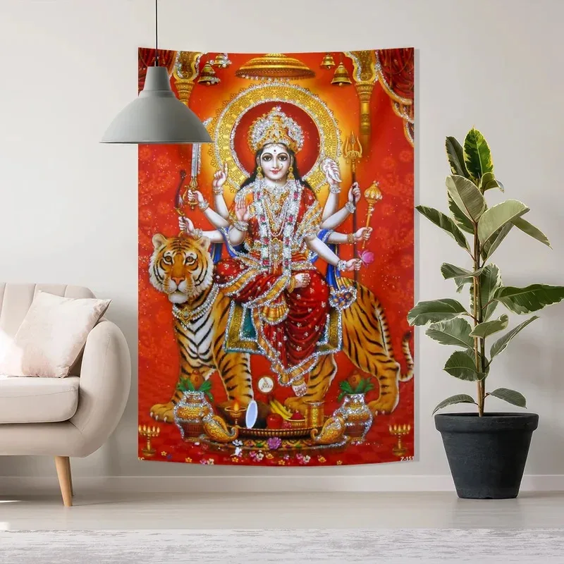 VIKAMA Göttin Kali Wandteppich Spirituelles Shiva-Wandbild Böhmische Heilige Altar-Dekoration für Zuhause
