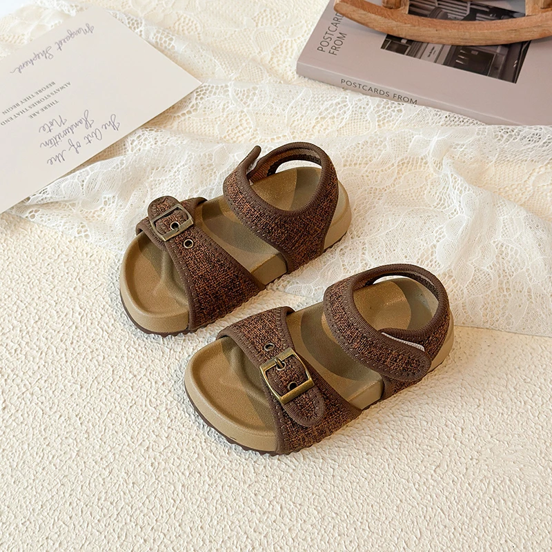 2026 Summer New Children Sandals Fashion Sporty Style Boys Girls Soft Bottom Sandals Simple Candy Color Kids Anti Kick Sandals