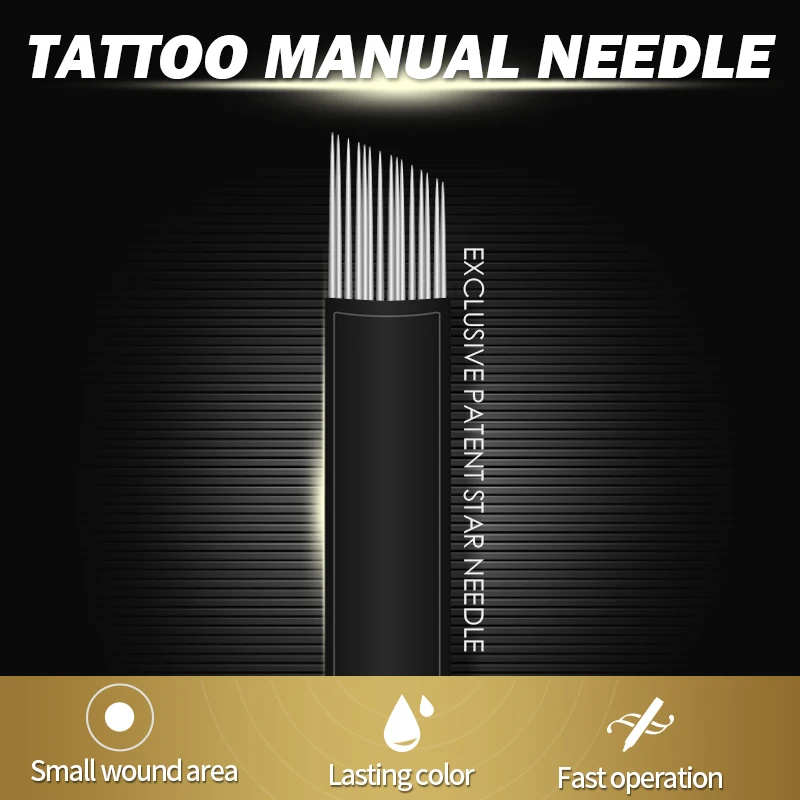 Borala Handleiding Pen Naalden 4 Maten 15 STKS Permanente Make-Up Tattoo Ster Naalden Mist Wenkbrauwen Microblading Naalden Tattoo Supplies