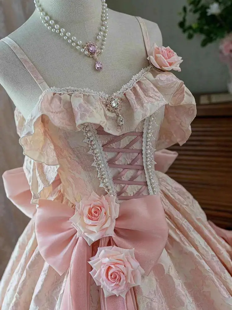 

Japan Pink Lolita Wedding Floor-Length Dress Gorgeous Adult Formal Dress Heavy Industry 2024 New