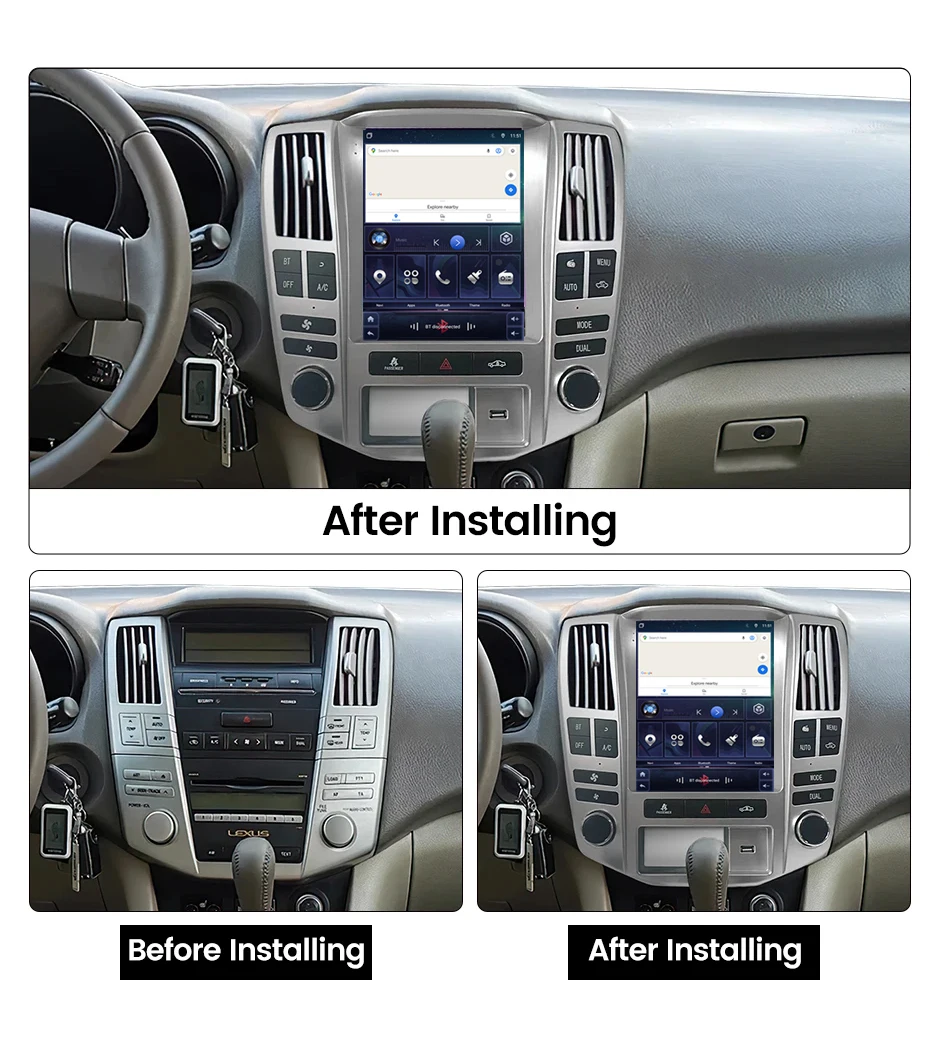 Car Radio Audio Carpaly Android Auto for Lexus RX RX300 RX330 RX350 RX400 RX450 2004-2007 Tesla Screen Multimedia Player DSP GPS