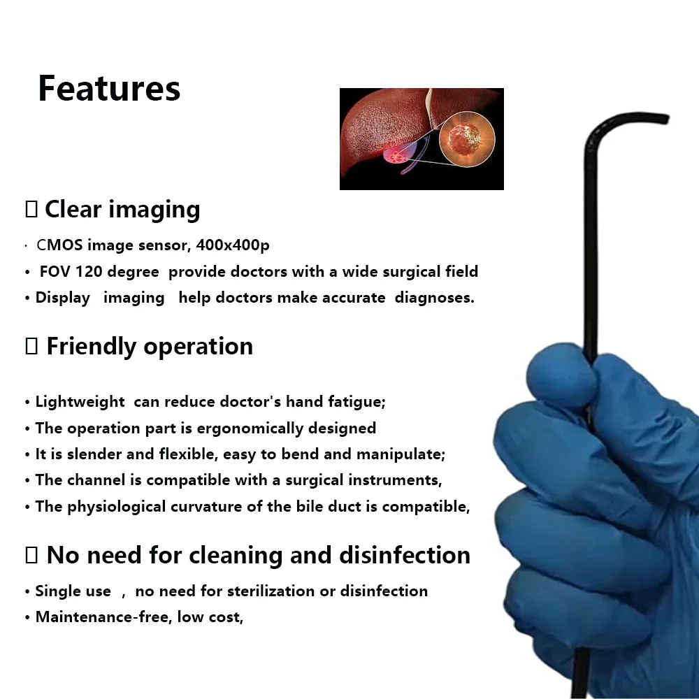 Flexible Disposable Camera for ERCP 400x400 HD Stone 2100mm  Veterinary Surgical