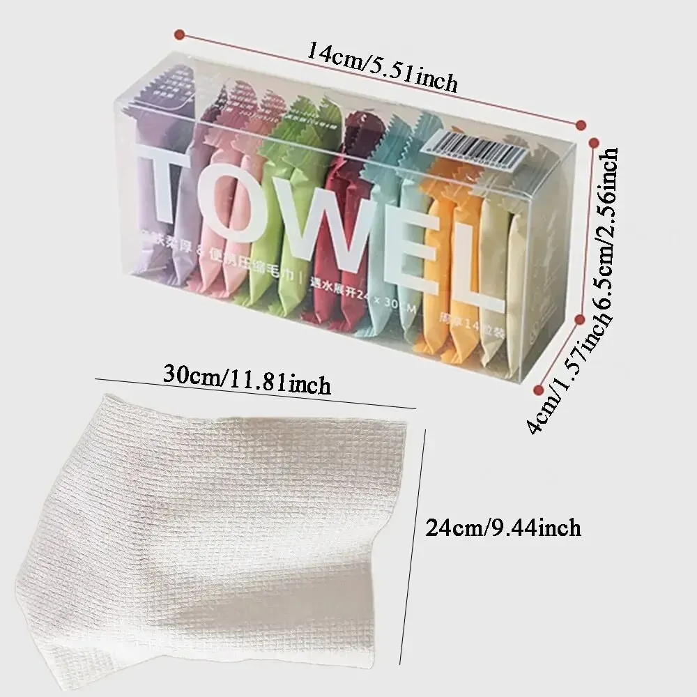 14pcs/box Disposable Washcloth Portable Travel Towel Thickened Compressed Face Cleansing Beauty Square Towel