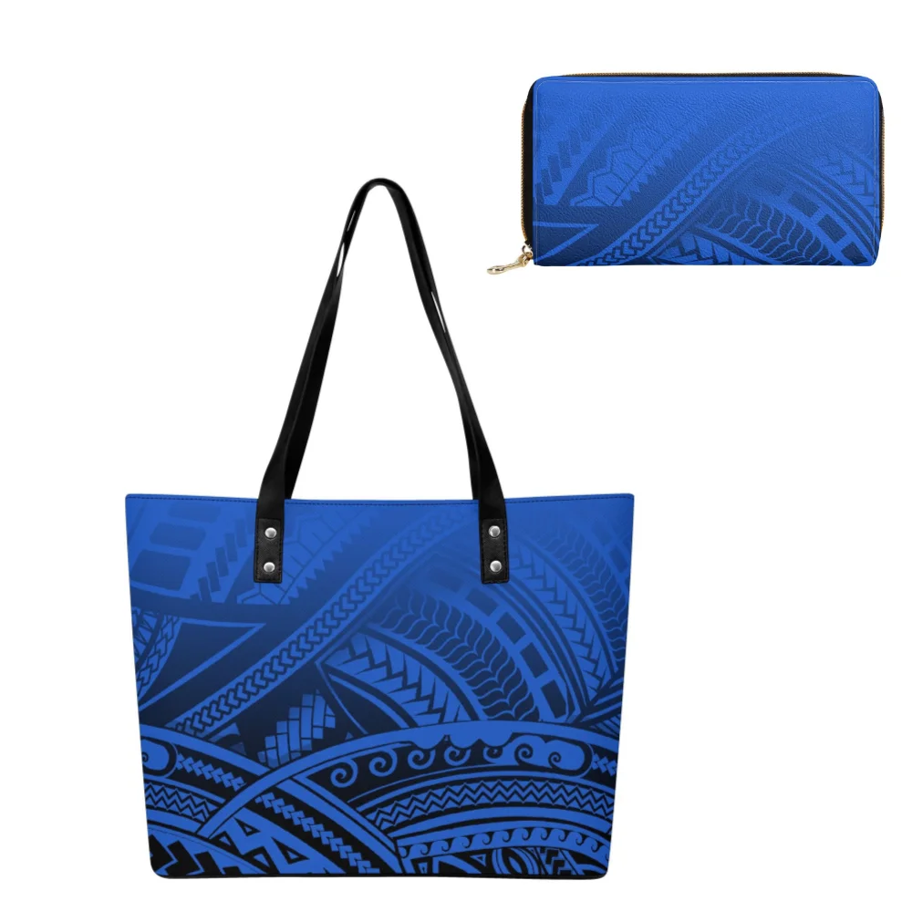 

Hawaiian Printed Bags Travel Women'S Bags New Color Wallet And Handbag Sets Polynesian Custom Shopping Bag Combination Sets