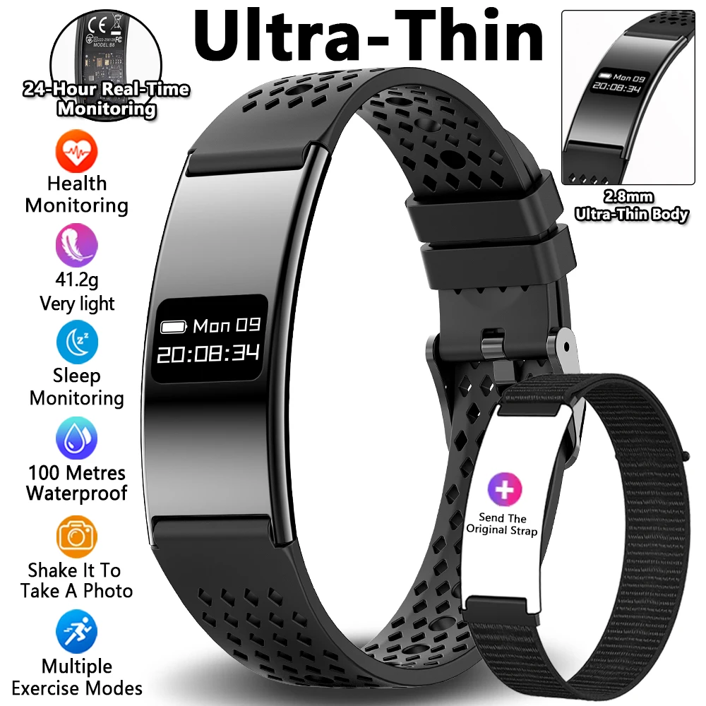 Mannen Vrouwen Slimme armband Hartslag Slaapmonitor Gezondheid Slimme band Waterdichte sport Fitness Tracker Smartwatch voor Android iOS
