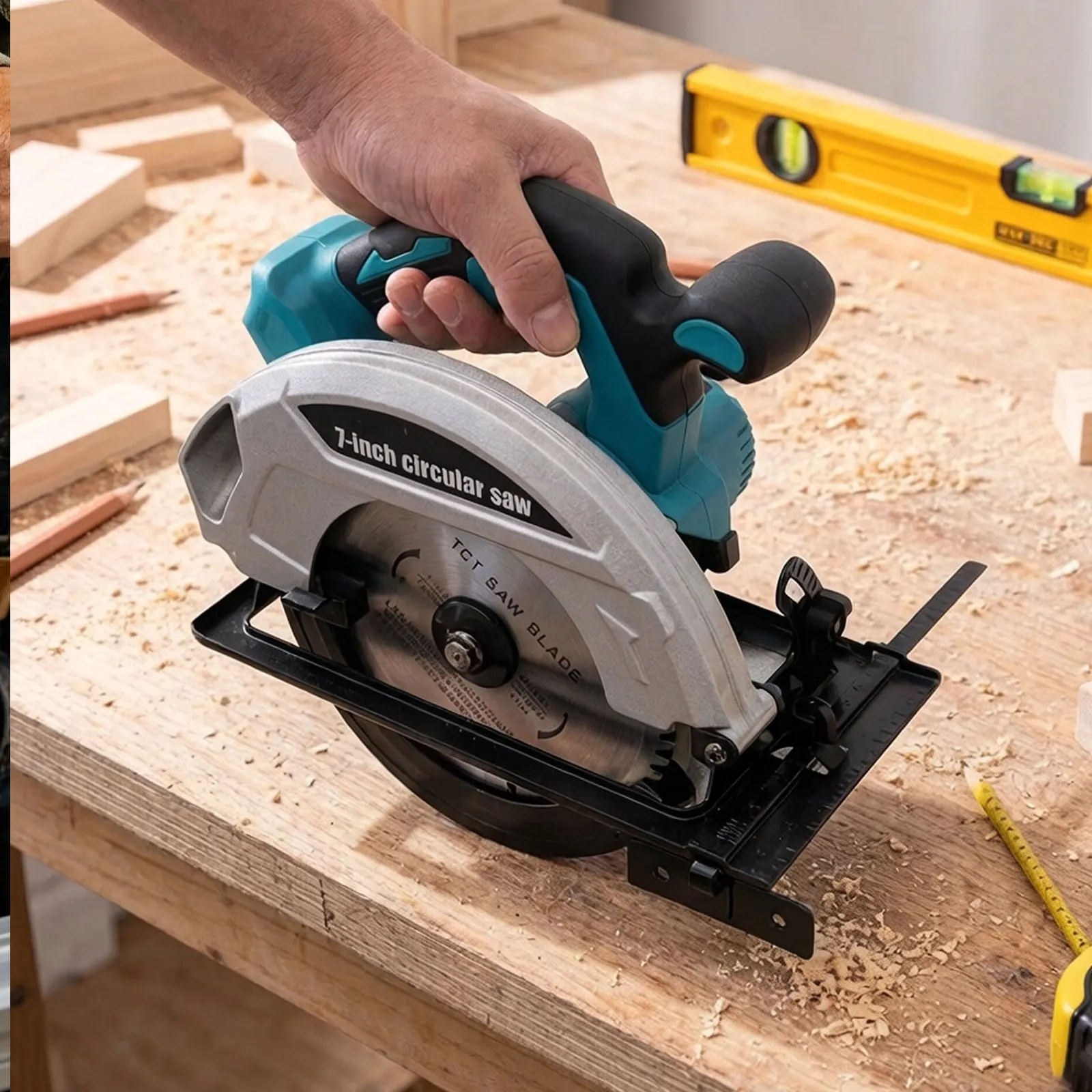 New 7Inch 185mm Brushless Electric Circular Saw Digital Display Cordless Woodworking Cutting Tool for Makita 18V Battery Pin