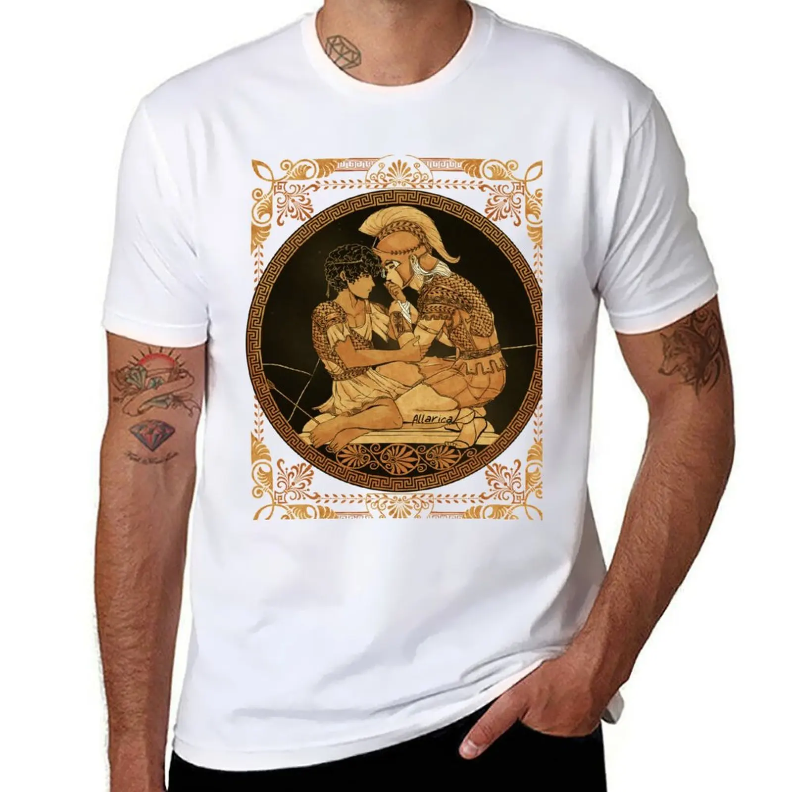 

Футболка Achilles Bandaging Patroclus, мужская футболка, дизайнерские футболки для мужчин, хлопковая футболка