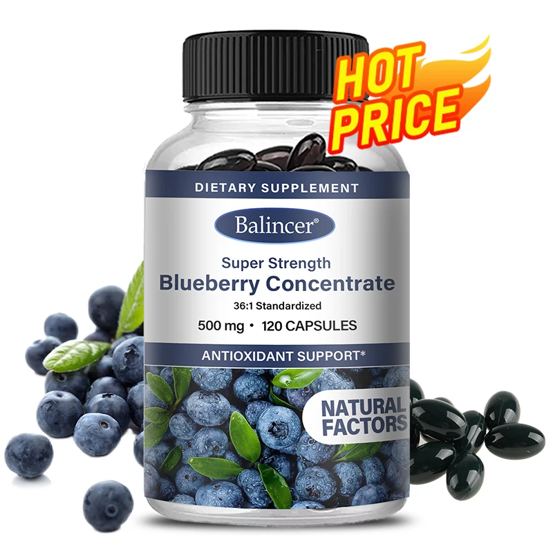 Super Strength Blueberry Concentrate 500 Mg Capsules 120 Softgels Eye Health Vitamins Antioxidant Healthy Vision Supplement