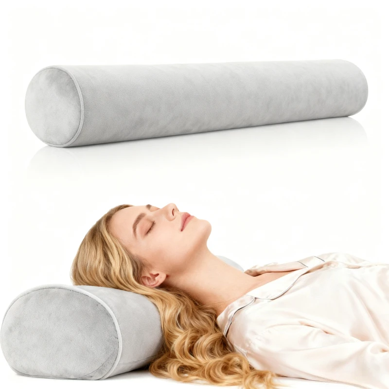 

Memory Cotton Cervical Pillow Round Neck Support Spine Alignment Lumbar Roll Bolster Sleeping Headrest Comfort ,Christmas gift