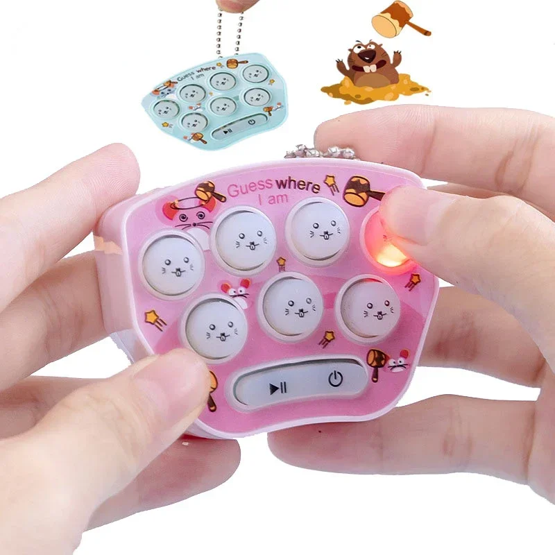 

New Pocket Mini Whack-a-mole Game Console Adult Children Parent-child Interactive Leisure Puzzle Cute Cartoon Toy with Keychain