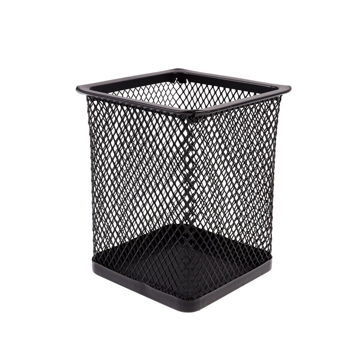 3Pcs Square Metal Pen Holder Hollow Iron Net Container for Home Office School Desk Organization Black Premium Finish