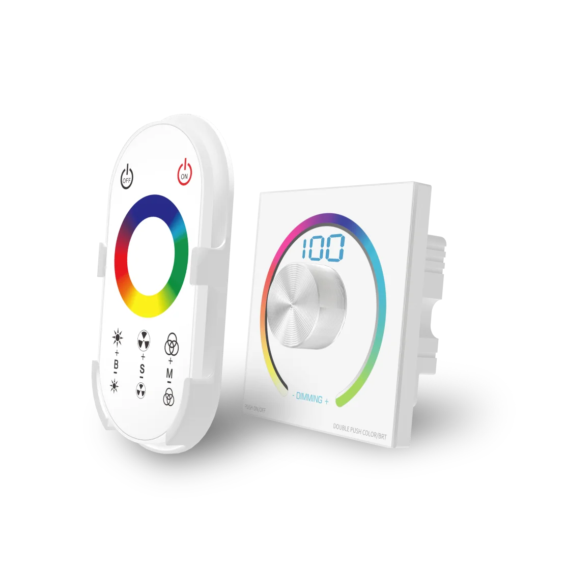 LED DimmerController touch knob dimmer CCT RGB DC12V-24V 6A Wall Mounted Panel Wall switch Wireless controller