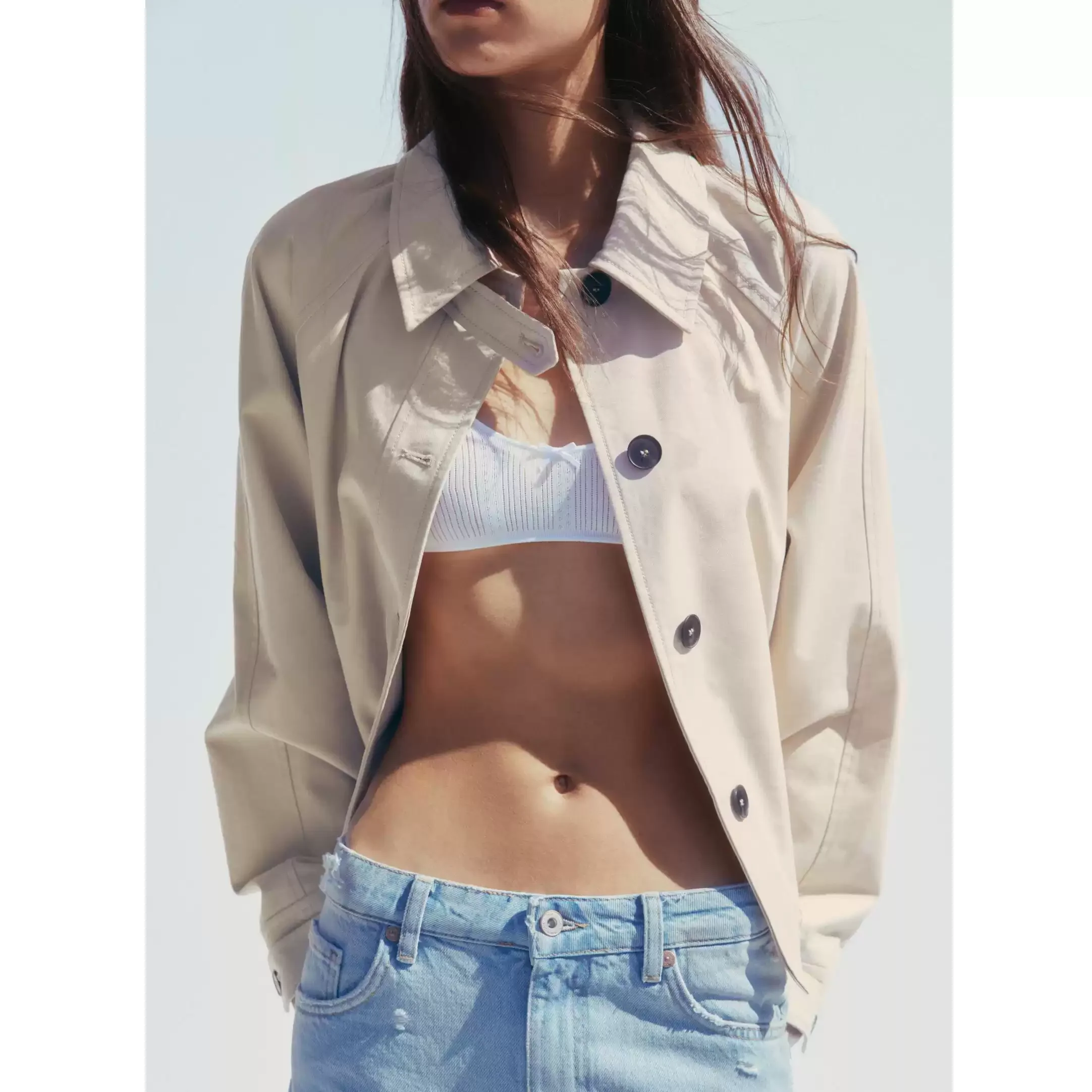 

Trench Coat Ladies Ribbed Raincoats Button-Up Year Trim Washed Roupas Femininas Notch Lapel Detail Windcheater Ankle-Length