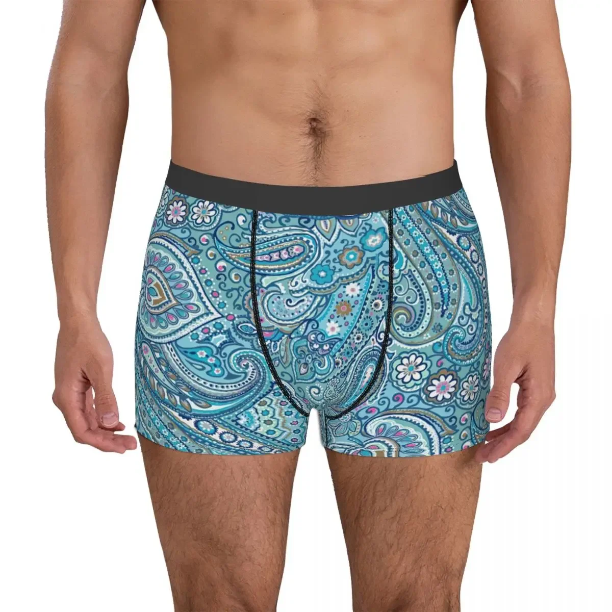 Caleçon Respirant avec Dessin Paisley pour Homme, Sous-Vêtement Masculin, Short Imprimé, Boxer