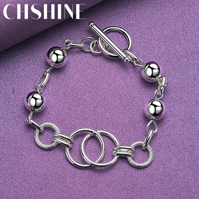 

CHSHINE 925 Sterling Silver Ball Round Ring Bracelet For Women Fashion Charm Jewelry Wedding Party Gifts