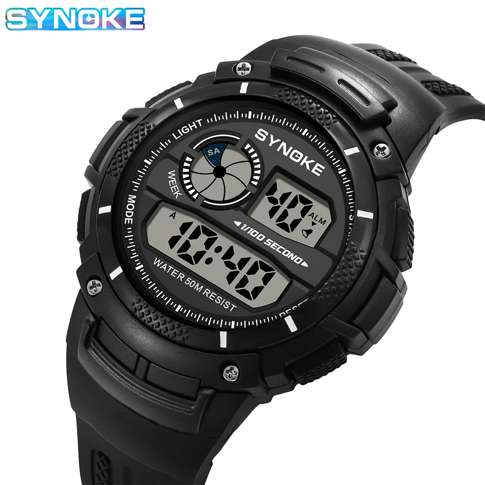 

SYNOKE Digital Watch Waterproof with Stopwatch Alarm Digital Wrist Watches for Men Military Sports Outdoor Men's Watch