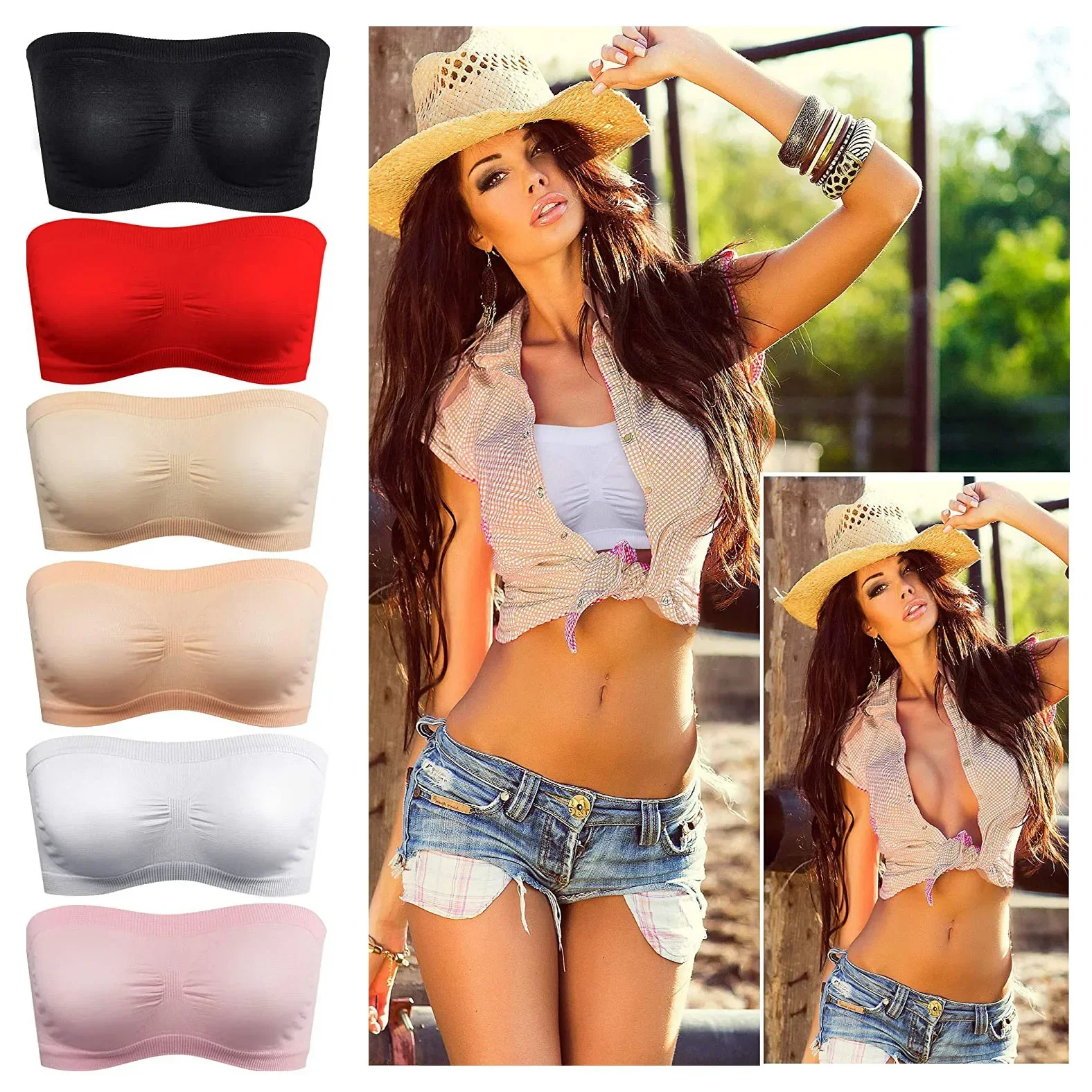 Women Breathable Mesh Tube Bra Strapless Crop Tops Ladies Sexy Bralette Bra Bandeau Summer Dress Shouderless Crop Top