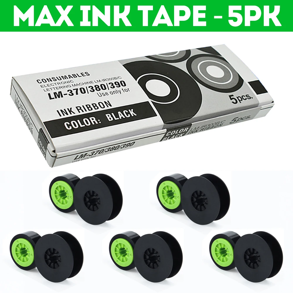 5PK MAX Ink Tape Ink Ribbon LM-IR300B for MAXElectronic Lettering Machine LM Series MAX LETATWIN LM-380A LM-380E LM-390A/PC