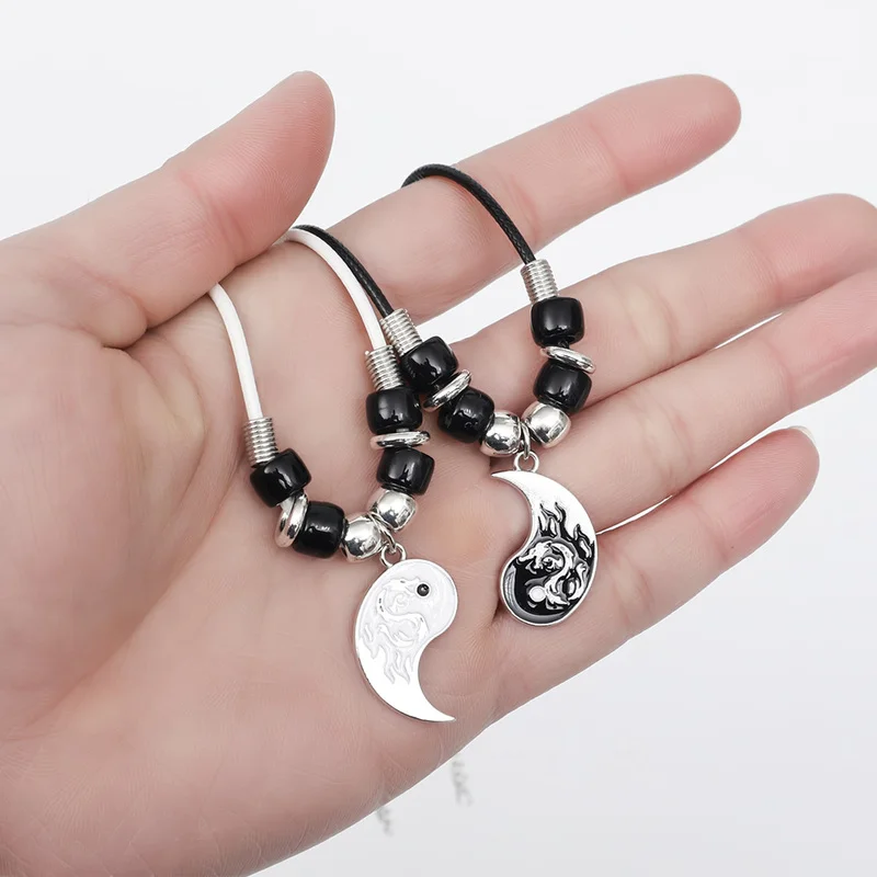 2 stücke Tai Chi Gepaart Anhänger Paar Halskette Armband Set Für Frauen Männer Beste Freunde Yin Yang Halskette Liebhaber Schmuck geschenke