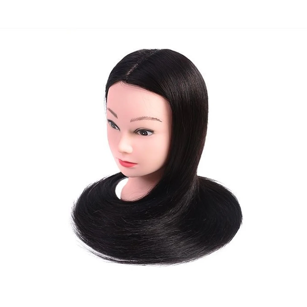 Modèle de tête de coiffure 100% Full True Hair, modèle de cheveux saupoudrer pour la pratique des apprentis, faux modèle de tête humaine, peut être roulé à chaud, maquillage