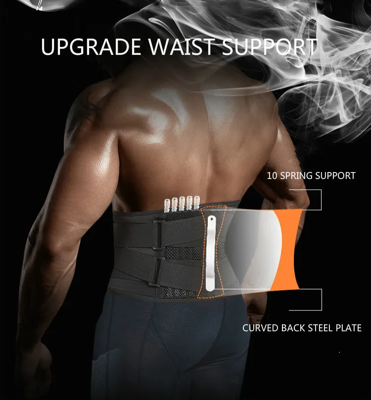 Lumbar Waist Support Belt Strong Lower Back Brace Support Corset Belt Waist Trainer Sweat Slim Belt for Sports Pain Relief New