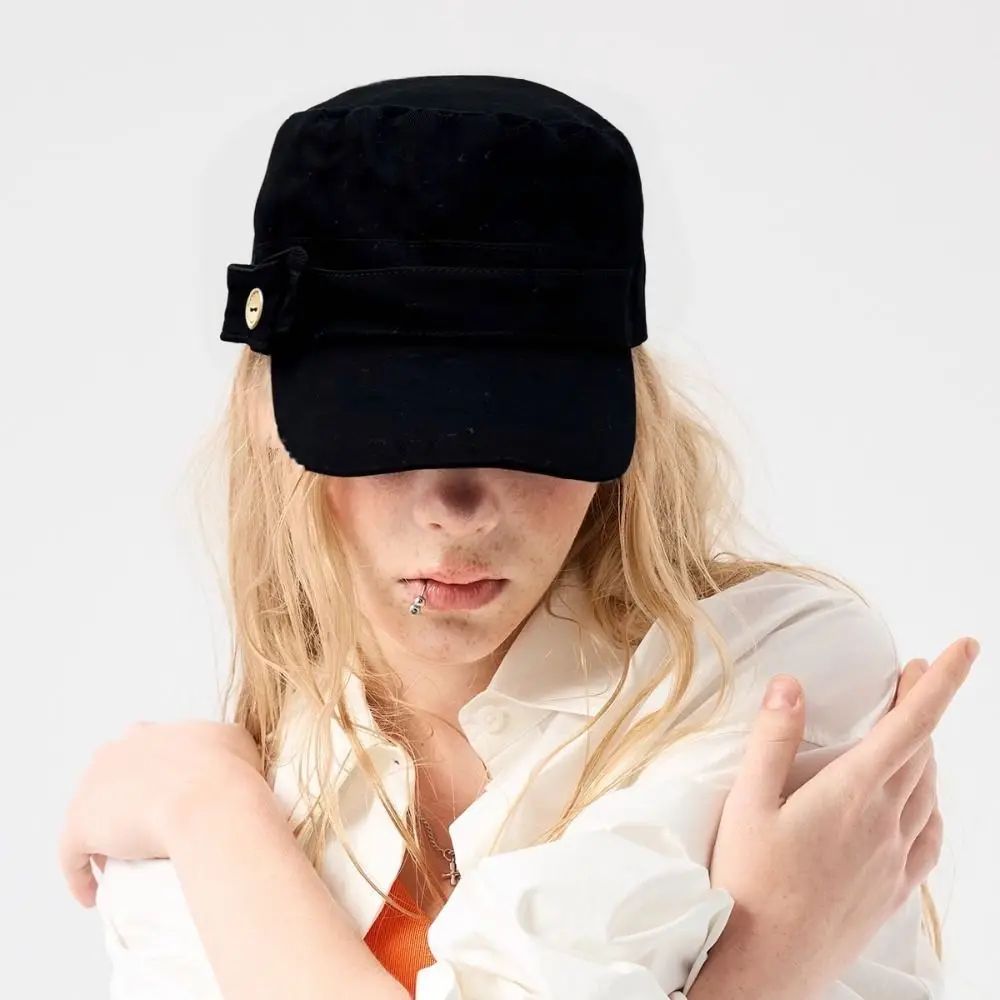 

Personality Cloth Flat Cap Cotton Korean Style Equestrian Hat Button Newsboy Cap Retro Painter Hat Streetwear