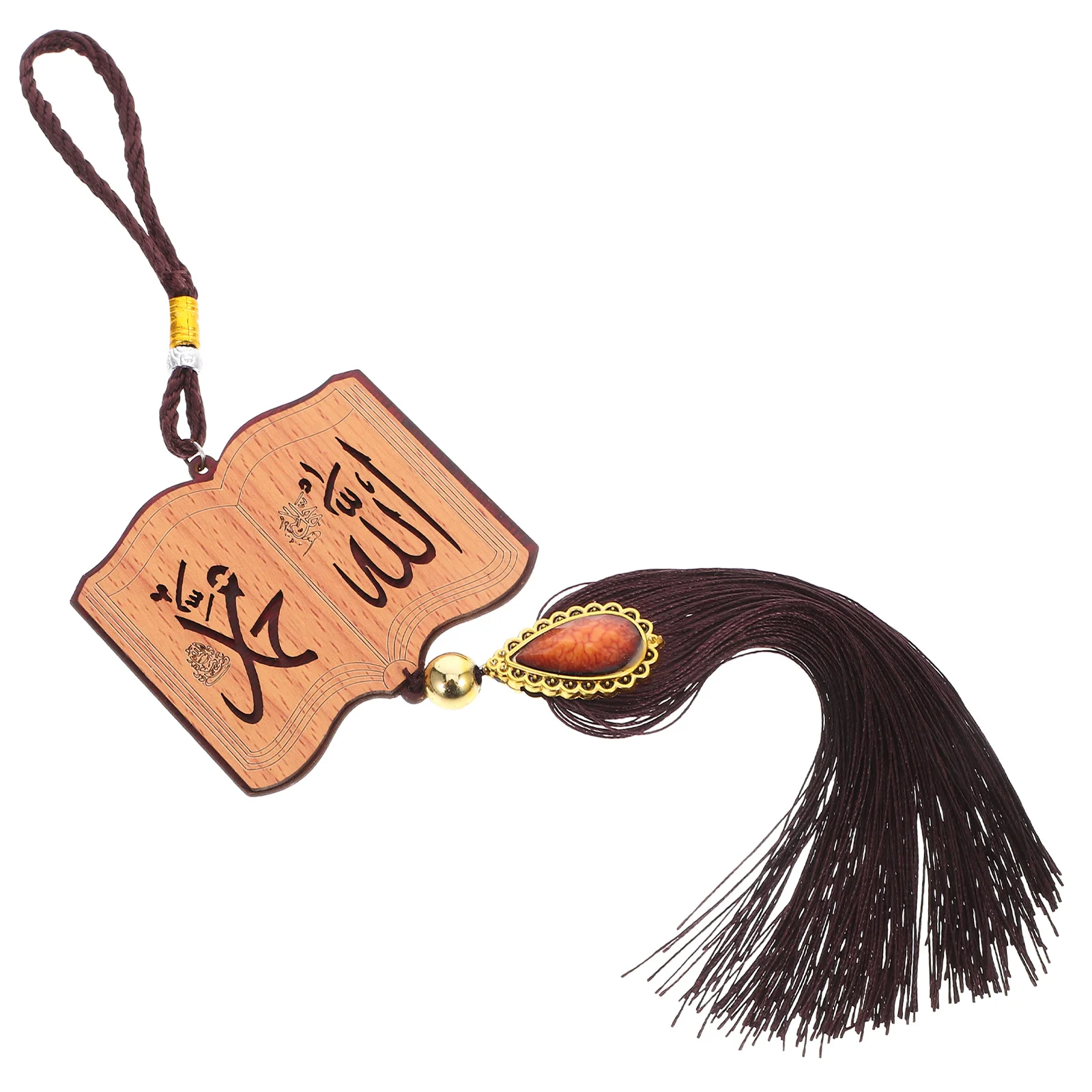 1 قطعة مرآة خشبية عيد معلقة زخرفة النمط الإسلامي شرابة قلادة مهرجان كوربان الديكور للمنزل سيارة هدية رمضان