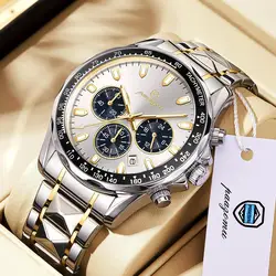 2024 New Fashion Man Wristwatch Waterproof Stainless Steel Men's Luminous Chronograph Watch for Men Quartz Watches reloj hombre