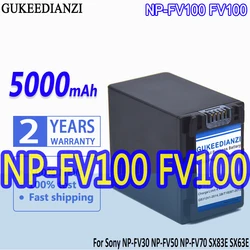 High Capacity GUKEEDIANZI Battery NPFV100 FV100 5000mAh For Sony NP-FV30 NP-FV50 NP-FV70 SX83E SX63E