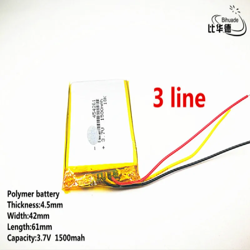 

10pcs/lot 3 line Good Qulity 3.7V,1500mAH,454261 Polymer lithium ion / Li-ion battery for TOY,POWER BANK,GPS,mp3,mp4