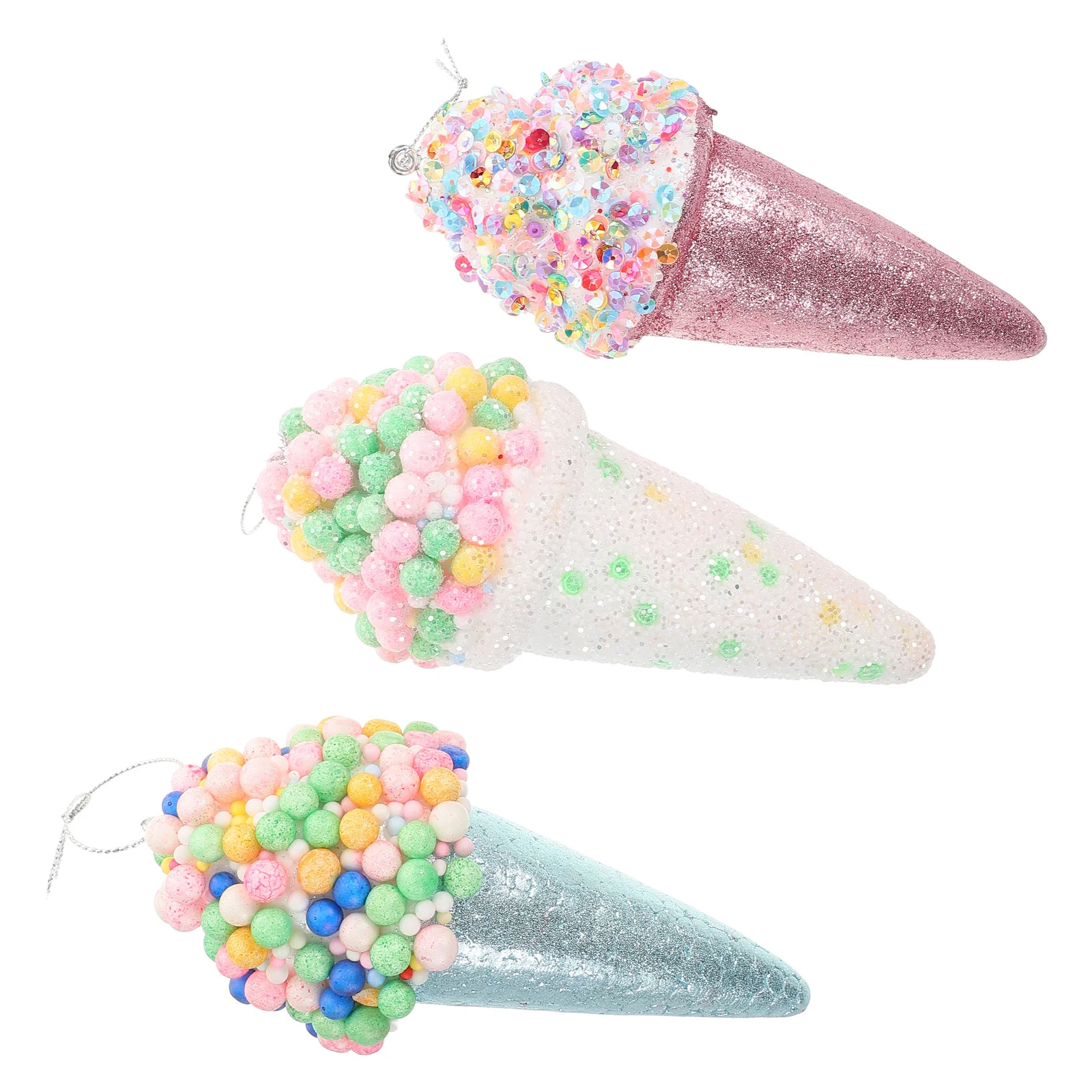 

3pcs Hanging Ice Cream Decoration Elegant Lightweight Summer Party Decorations Reusable Foam Ornament Beach Themed Festive
