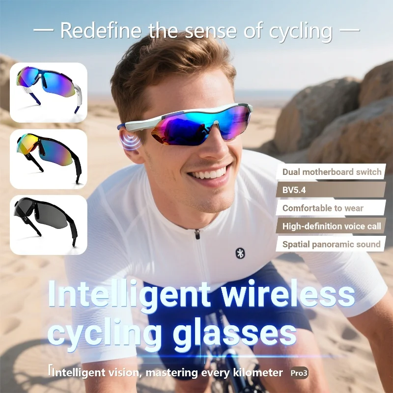 QY-Pro3 AI Smart Bluetooth Glasses Bicycle Glasses Cycling Goggles UV400 Outdoor Sports Mountain and Road Cycling Sunglasses