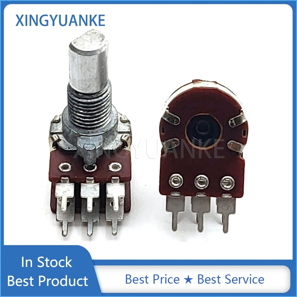 2PCS 12 Type Dual Channel B50K Computer Audio Speakers Adjustable Potentiometer B50K*2 Double Row 6-Pin D Shaft Length 15MM