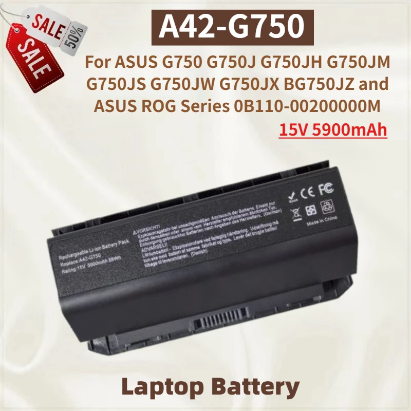

High Quality A42-G750 Laptop Battery 15V 5900mAh for ASUS G750JS G750JW G750JX G750 G750J G750JH G750JM BG750JZ Brand New