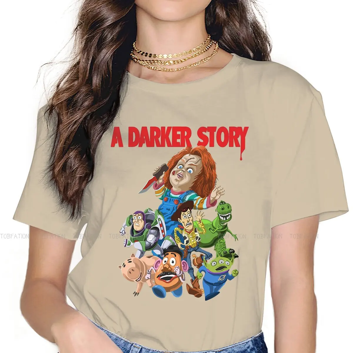 Darker Newest TShirts Chucky Old Fashioned Doll Woman Graphic Tops T Shirt O Neck