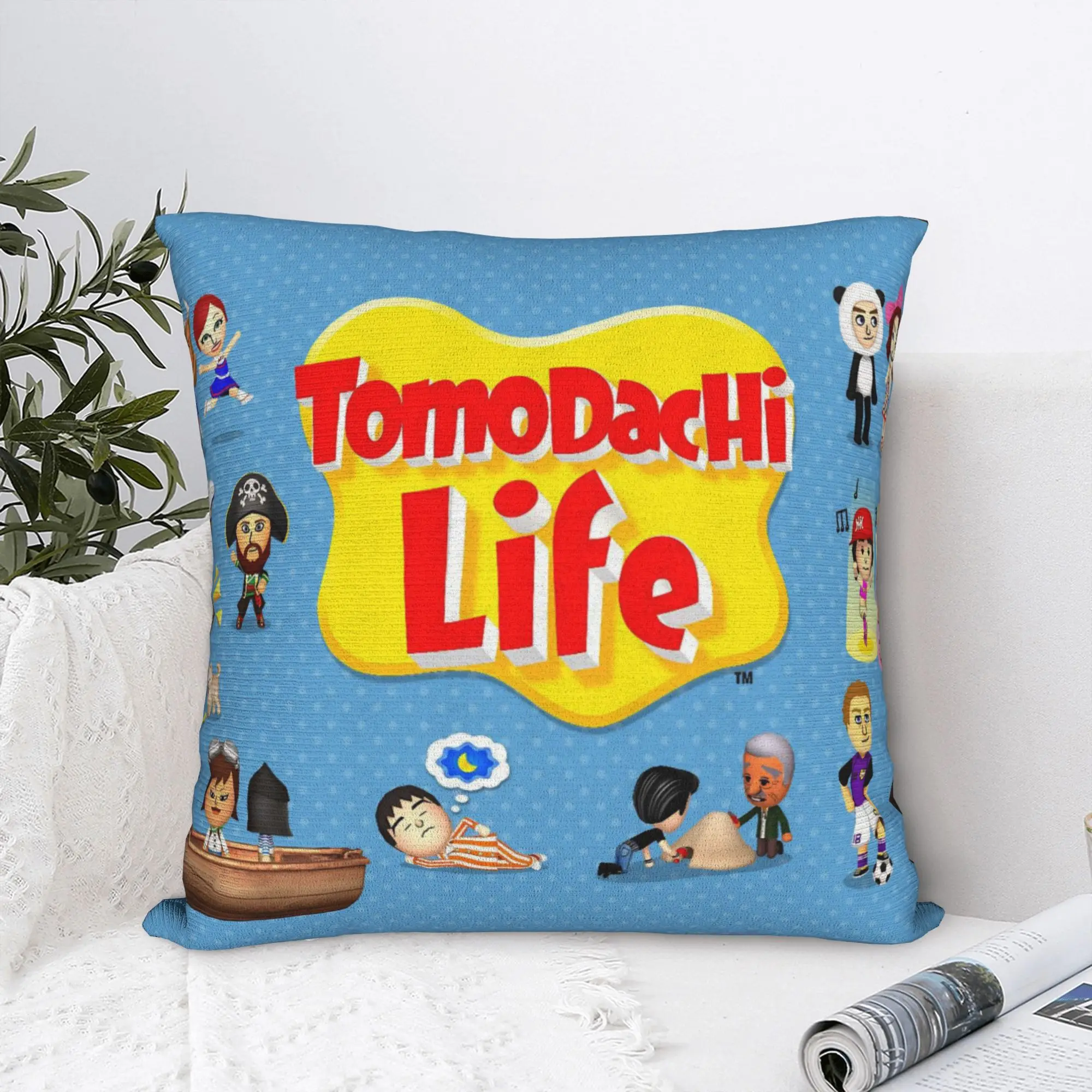 Tomodachi Life Video Game 2026 Pillowcase Polyester Cushion Cover Gift  Pillow Case Cover Sofa Zippered 45*45cm