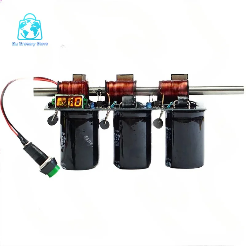 High Voltage Integrated Electromagnetic Cannon Simple Multi-stage DIY Coil Cannon Kit Physics Experiment Teaching Science
