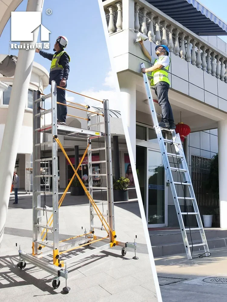 Aluminum alloy scaffolding movable telescopic scaffold factory direct folding engineering ladder platform.