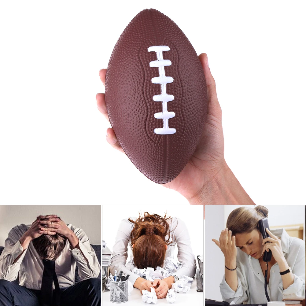 Mini Decompression Rugby Ball Soft PU Hand Squeeze Toy Rugby Ball Inflation-free Brown Gifts for Kids Adults for Pet Training