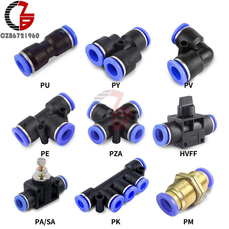 Pneumatic Fitting Pipe Connector Tube Air Quick Fittings Water Push In Hose Plastic 4mm 6mm 8mm 10mm PY Pneumatic Connector Plug