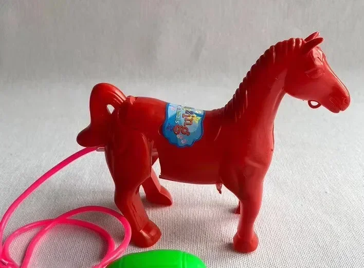 Classic Vintage Kids Pull String Horse Toy - Interactive Walking Animal Model Colorful Plastic Educational Toy for Toddlers Perf image 5
